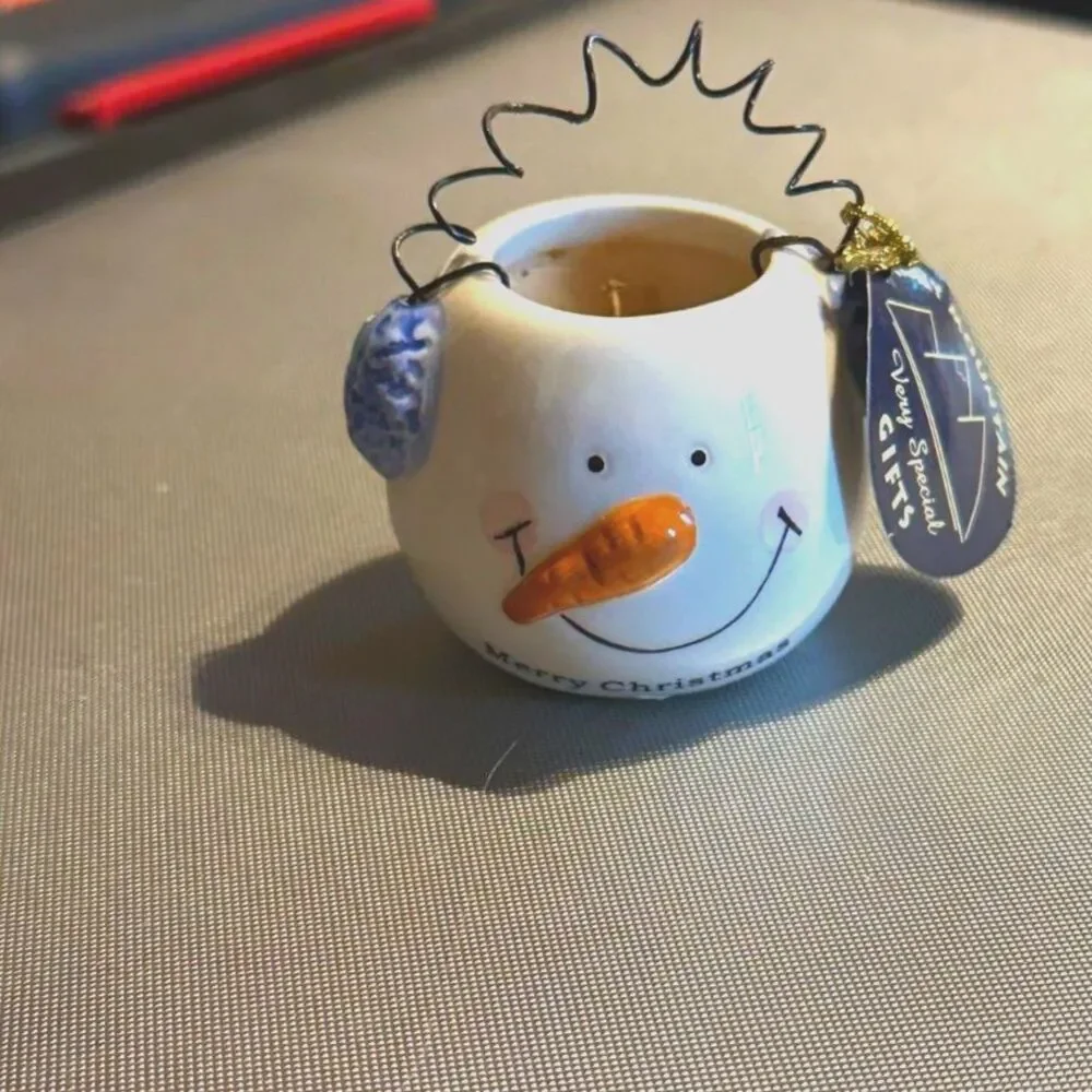 Crazy Mountain Vintage Snowman Tea Lite Candle 